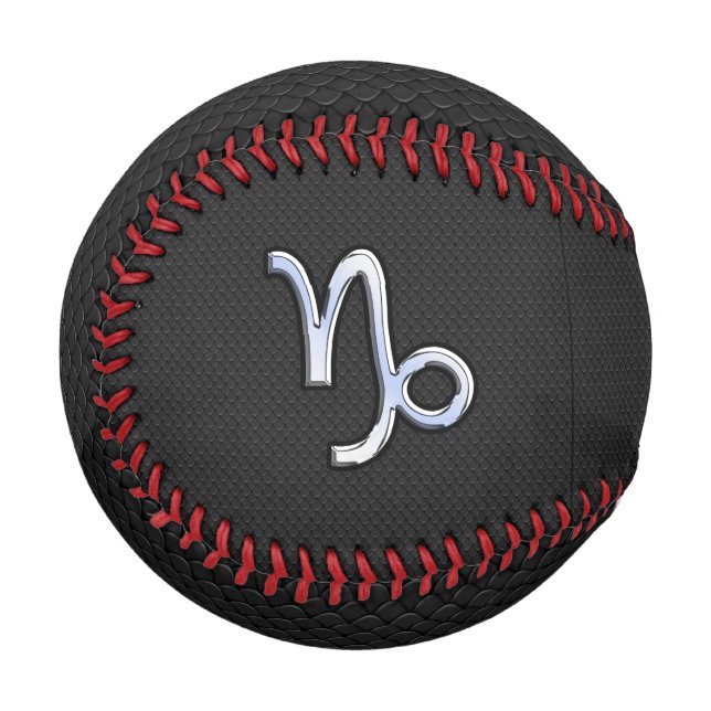Chrome Style Capricorn Sign on Snake Skin Decor Baseball (Front Left)