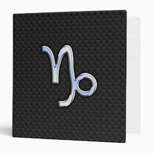 Chrome Style Capricorn Sign on Snake Skin Decor Binder
