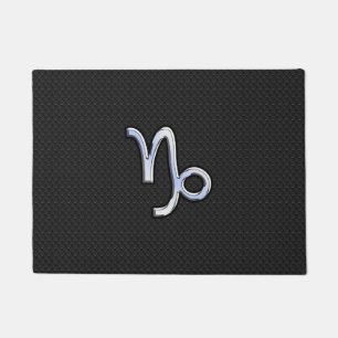 Chrome Style Capricorn Sign on Snake Skin Decor Doormat