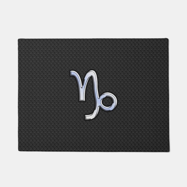 Chrome Style Capricorn Sign on Snake Skin Decor Doormat (Front)