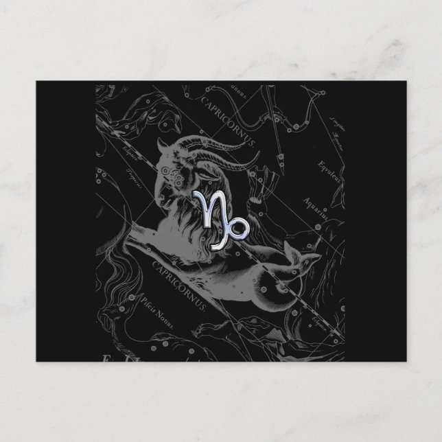 Chrome Style Capricorn Zodiac Sign on Hevelius Postcard (Front)