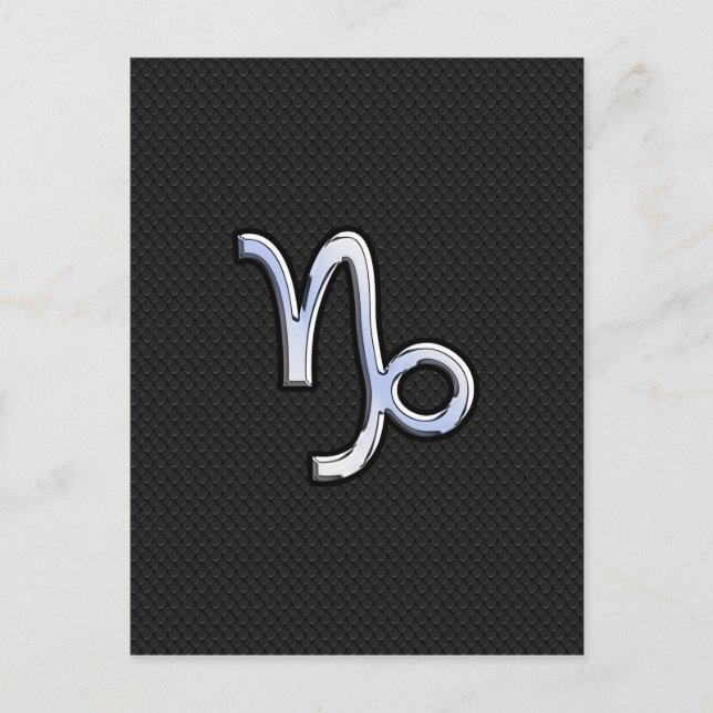 Chrome Style Capricorn Zodiac Sign on Snake style Postcard (Front)
