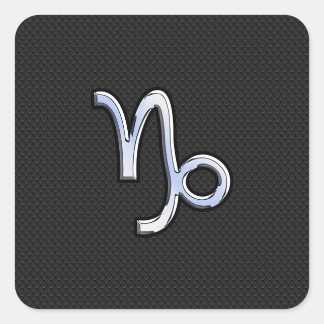 Chrome Style Capricorn Zodiac Sign on Snake style Square Sticker (Front)