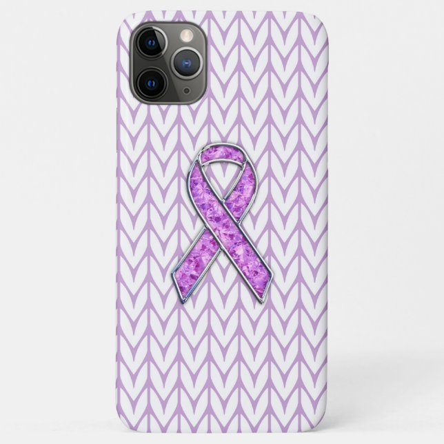 Chrome Style Crystals Pink Ribbon Awareness Knit Case-Mate iPhone Case (Back)