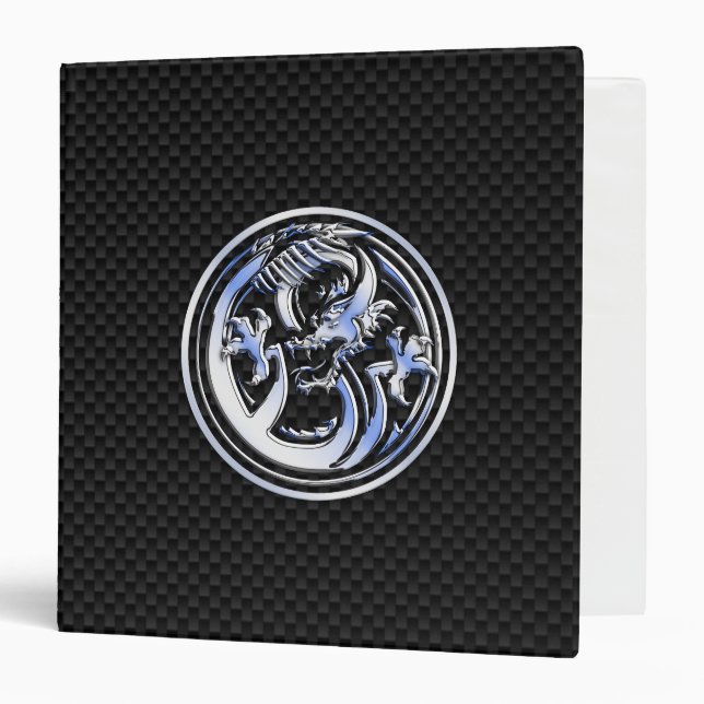 Chrome style Dragon badge on Carbon Fibre Print Binder (Front/Inside)