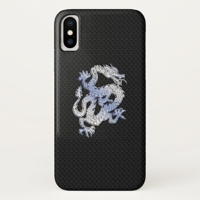 Chrome Style Dragon Black Snake Skin Print Case-Mate iPhone Case (Back)