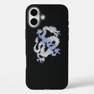 Chrome Style Dragon Black Snake Skin Print iPhone 16 Plus Case