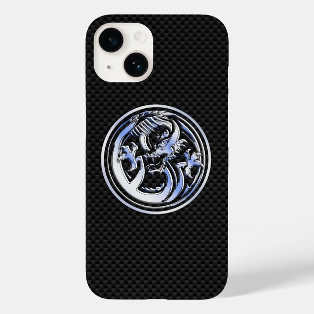 Chrome style Dragon Crest Carbon Fiber Print Case-Mate iPhone Case (Back)