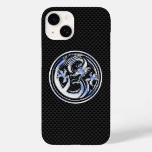 Chrome style Dragon Crest Carbon Fibre Print Case-Mate iPhone 14 Case
