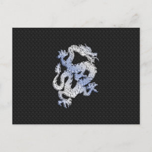 Chrome Style Dragon in Black Snake Skin Print Postcard