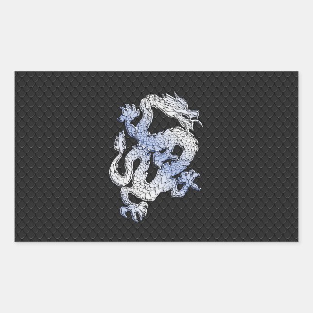 Chrome Style Dragon in Black Snake Skin Print Sticker (Front)