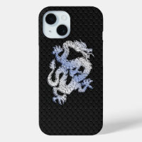 Chrome Style Dragon on Black Snake Skin Print