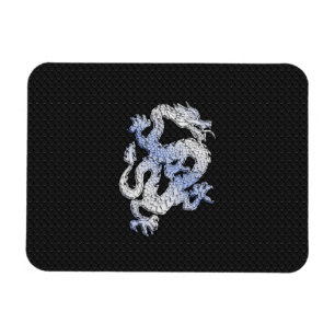Chrome Style Dragon on Black Snake Skin Print Magnet