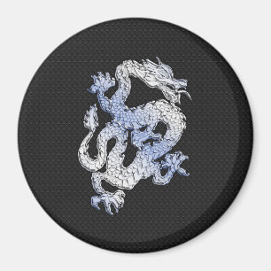 Chrome Style Dragon on Black Snake Skin Print Magnet