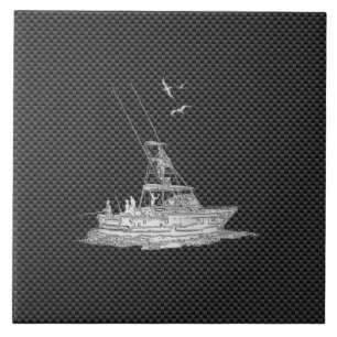 Chrome Style Fishing Boat on Carbon Fibre Tile