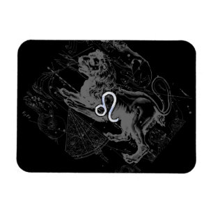 Chrome Style Leo Zodiac Map Hevelius 1690 Magnet