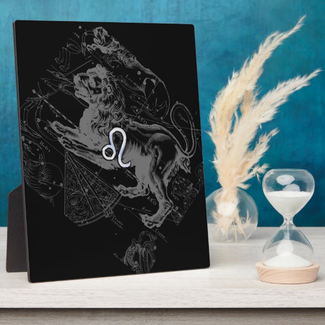 Chrome Style Leo Zodiac Map Hevelius 1690 Plaque (Side)