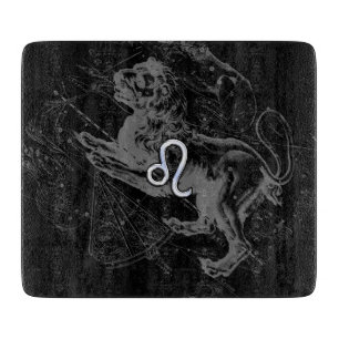 Chrome Style Leo Zodiac Sign on Hevelius Cutting Board