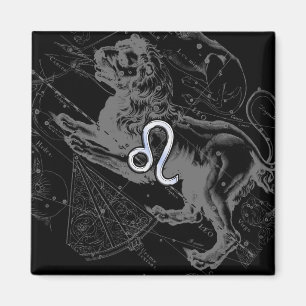 Chrome Style Leo Zodiac Sign on Hevelius Magnet