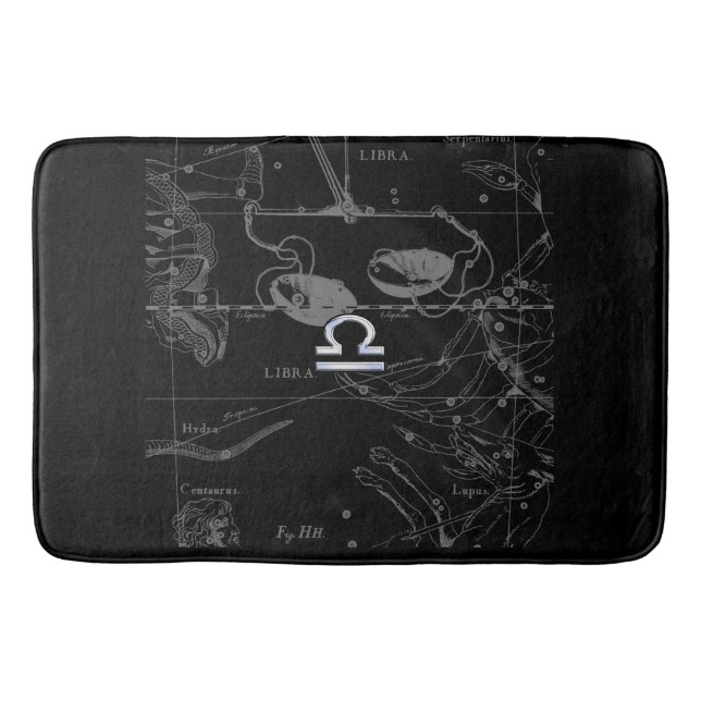 Chrome Style Libra Zodiac Sign on Hevelius Bath Mat (Front)
