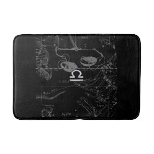Chrome Style Libra Zodiac Sign on Hevelius Bath Mat