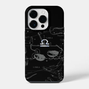 Chrome Style Libra Zodiac Sign on Hevelius iPhone 14 Pro Case