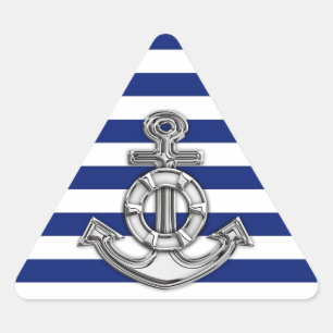 Chrome Style Lifesaver on Nautical Stripes Triangle Sticker
