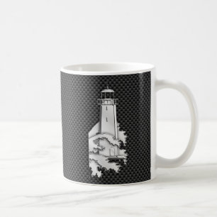 Chrome Style Lighthouse on Carbon Fibre Decor Coffee Mug