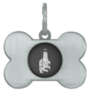 Chrome Style Lighthouse on Carbon Fibre Decor Pet ID Tag