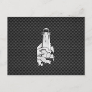 Chrome Style Lighthouse on Carbon Fibre Postcard