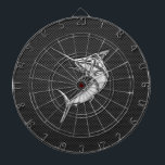 Chrome Style Marlin on Carbon Fiber Dartboard<br><div class="desc">A silver chrome like marlin fish applique design on a carbon fiber style background decor. A racy modern nautical gift.
Use the "Ask this Designer" link to contact us with your special design requests or for some assistance with any of your customization needs.</div>