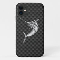 Chrome Style Marlin on Carbon Fiber Decor