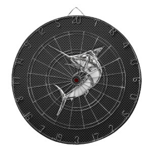 Chrome Style Marlin on Carbon Fibre Dartboard