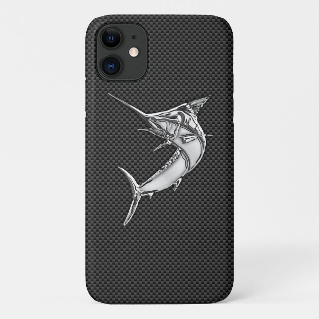 Chrome Style Marlin on Carbon Fibre Decor Case-Mate iPhone Case (Back)