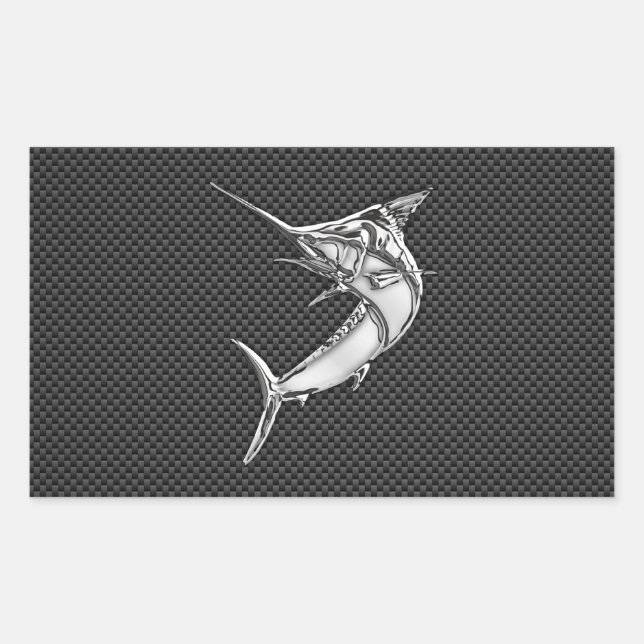 Chrome Style Marlin on Carbon Fibre Sticker (Front)