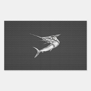 Chrome Style Marlin on Carbon Fibre Sticker