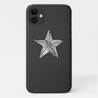 Chrome Style Nautical Star on Carbon Fiber