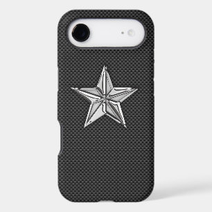 Chrome Style Nautical Star on Carbon Fibre Decor