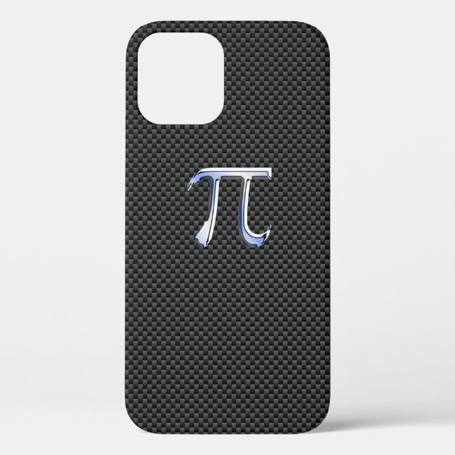 Chrome Style Pi Symbol on Black Carbon Fibre Print Case-Mate iPhone Case (Back)