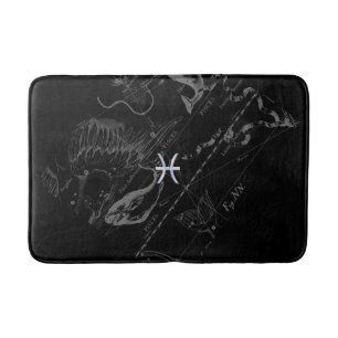 Chrome Style Pisces Zodiac Sign on Hevelius Bath Mat
