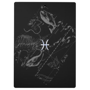 Chrome Style Pisces Zodiac Symbol on Hevelius Clipboard