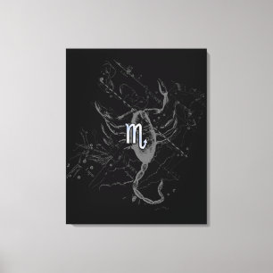 Chrome Style Scorpio Zodiac Symbol on Hevelius Canvas Print
