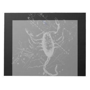 Chrome Style Scorpio Zodiac Symbol on Hevelius Notepad