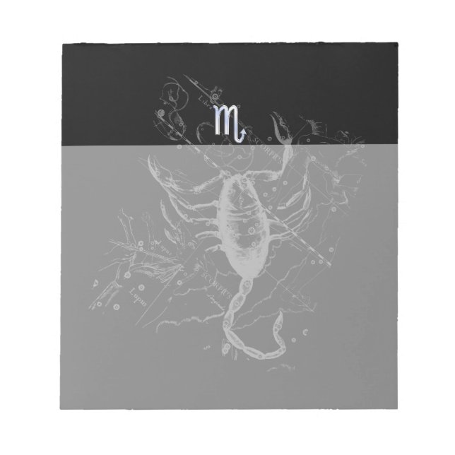 Chrome Style Scorpio Zodiac Symbol on Hevelius Notepad (Front)