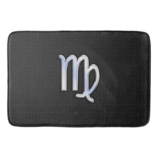 Chrome Style Virgo Zodiac Sign on snake skin Bath Mat (Front)