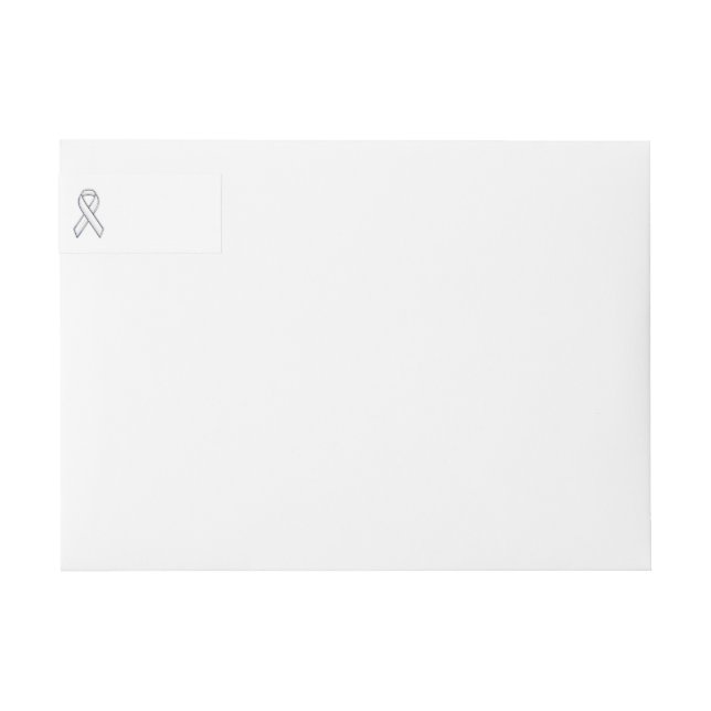 Chrome Style White Ribbon Awareness Wrap Around Label (Front)