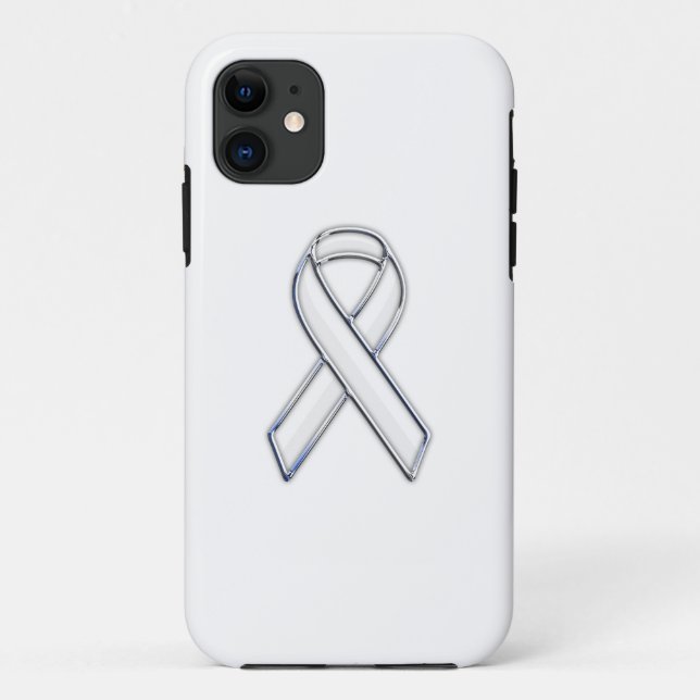 Chrome Trim Style White Ribbon Awareness Case-Mate iPhone Case (Back)
