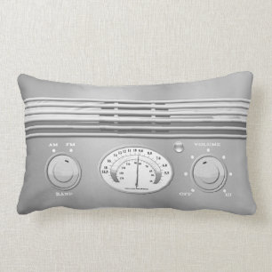 Chrome Vintage Radio Lumbar Pillow