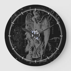Chrome Virgo Zodiac Sign on Hevelius Large Clock