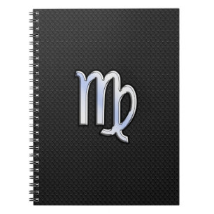 Chrome Virgo Zodiac Sign on snake skin style Notebook
